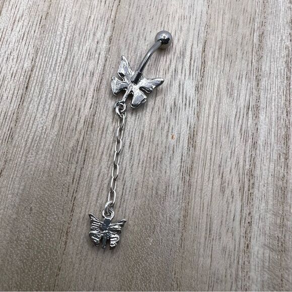 🍭6/$30 jewel studded butterfly dangle belly button ring - Picture 5 of 5